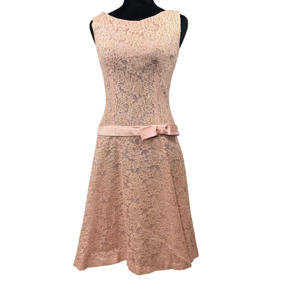 Vintage 60s Light Peach Pink A-Line Dress Women's Small Jr Theme NY Union Made